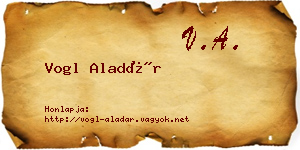Vogl Aladár névjegykártya